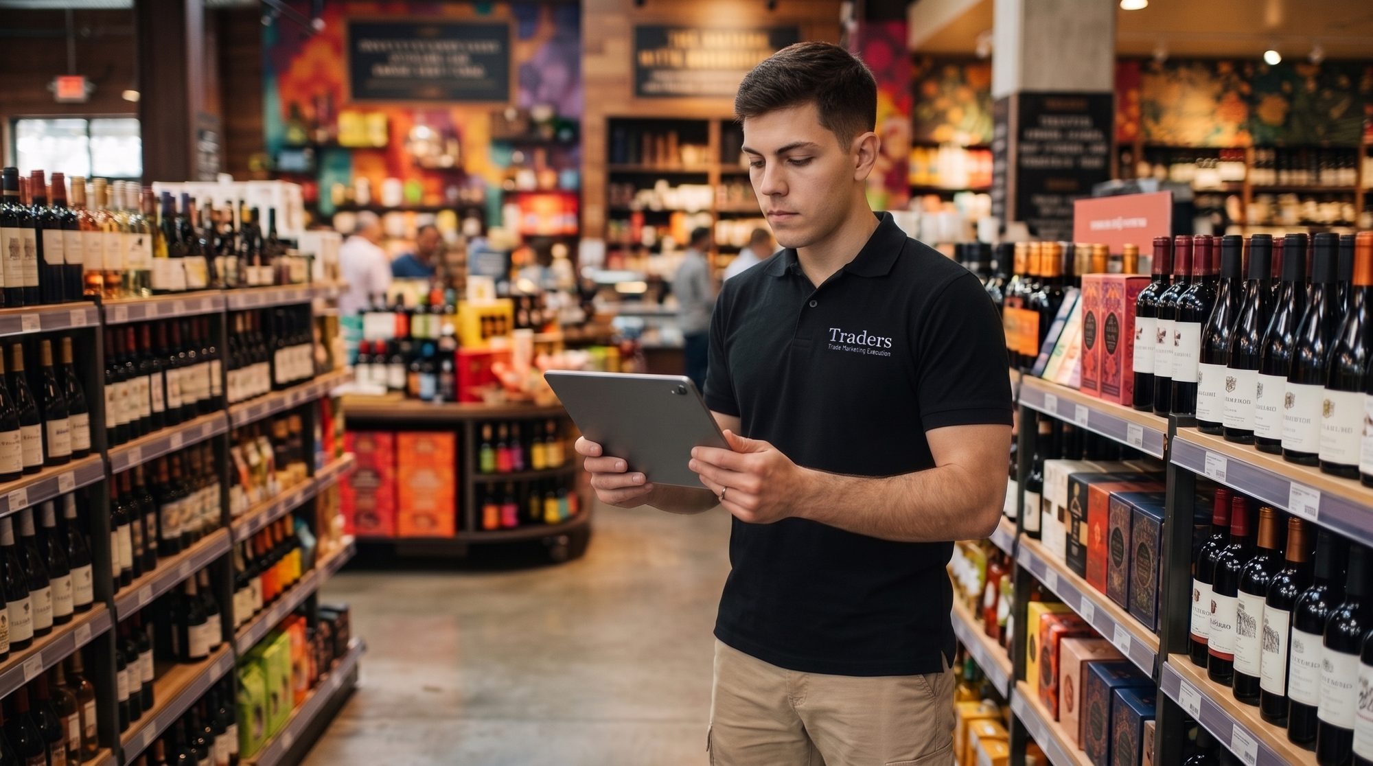 Trader de TRADERS relevando el punto de venta con una tablet